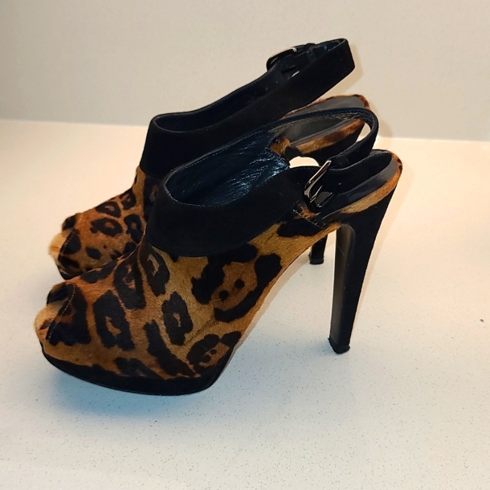 Stuart Weitzman animal print leopard slingback shoes Platform Sandals  EUR 37